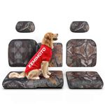 KEMIMOTO UTV Seat Cover Set Camo for 60/40 Split Back Seat Compatible with Polaris Ranger XP 1000/ Ranger 1000 2017-2021, Split Bench Seat Covers Upgraded w/Headrest Cover, Crew Fits Front Seat Only