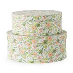 Soul & Lane Wild Flowers Oval Storage Boxes for Home Décor - Set of 2: Floral Gift Boxes with Lids for Presents, Decorative Photo Storage Cartons, Stackable Paperboard Containers for Organizing