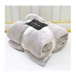 DL Popcorn Throw Blankets Fluffy Soft Warm Flannel Thermal Fleece (200 x 240 cm, Silver)