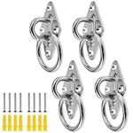 ZDNT 4 Pieces 304 Stainless Steel Diamond Eye Hooks Diamond Door Buckles,Heavy Duty Metal Pad Eye Plate,Diamond Boat Pad Eye Plate Anchor with Ring,for Boat Rigging,Marine Deck Hardware,etc.