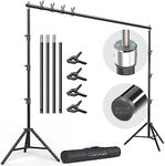 LimoStudio Photo Video Studio 10Ft Adjustable Muslin Background Backdrop Support System Stand with 3pcs Backdrop Support Spring Clamp, AGG1114V2