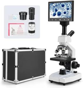 Vabiooth Dual-View Lab Compound Monocular Microscope 40X-2500X Magnification with 7" LCD Display, Wide-Field 4X/10X/40X(s)/100X(Spring Oil) Eyepieces, Adjustable Mechanical Stage, Aluminum Carry Box