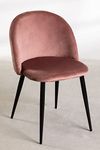 Finch Fox Romantic Vintage Dining Chairs Rustic Pink Velvet Cushion Seat Chair with Black Powdered Coated Metal Legs