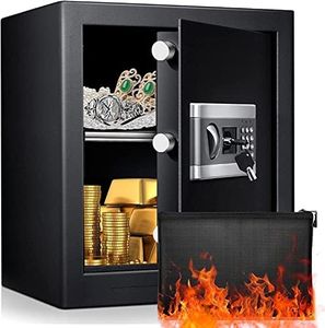 53L Hotel Safe Fireproof Waterproof Safe for Home with Combination Lock KEYSAFER Large Capacity Money Safe with 2 Emergency Keys Three Bolt Locking Wall Safe for Jewellery Cash Documents