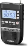PRUNUS Portable Radio AM FM to Bluetooth Earphone, as Bluetooth Speaker, 2000mah Rechargeable Radio, Preset, TF Card Shuffle Play, Headphone Jack, Sleep Timer, Walkman Radios, Digital Radios 618