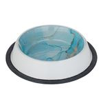 Furry Castle Printed Anti-Skid Stainless Steel Water and Food Feeding Bowl for Small Dogs, Puppies, Cats | Easy to Clean Pet Feeder for Small Dogs, (450ml, Small, Teal & White)