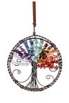 Jovivi 7 Chakra Tree of Life Dream Catcher Hanging Ornament Handmade Bohemian Rainbow Tree of Life Crystal Suncatcher Window Car Wall Art Hanging Decorations for Home Office Decor