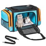 Discala Large Cat Carrier for 2 Cats, Pet Carrier, Dog Carrier for Small Dogs, Cat Carrier Soft, Collapsible Large Pet Carrier for Traveling Indoor and Outdoor Uses - Blue 23"x13"x13"