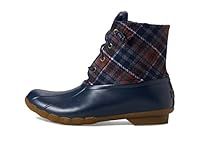 Sperry Women's Saltwater Rain Boot, Navy Plaid, 6 UK