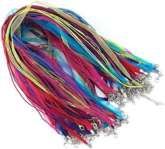 yueton 50pcs Colorful DIY Jewelry Making Voile String Ribbon Organza Strings Lobster Clasp Necklace Chain Cords