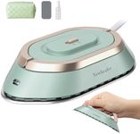 Newbealer Travel Iron with Dual Voltage - 120V/220V Mini Dry Iron for Clothes (No Steam), Non-Stick Ceramic Soleplate, 302℉ Heat Press Machine for Quilting & Sewing, 0.95lbs Lightly (Green)