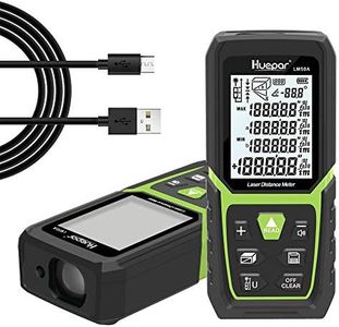 Metro Laser 50M, Huepar Telemetro Laser Distanziometro Laser Impugnatura Portatile Strumento di Misura Digitale Rilevatore di Portata Display LCD a 4 Righe Retroilluminato Grande IP54 Antiurto