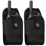 Kyrio Molle Radio Holder Walkie Talkie Pouch Case for Duty Belt Radio Holster Tactical Hunting Intercom Bag Interphone Pouch (Black - 2 Pack)