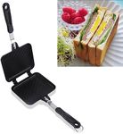 Sandwich Maker, Non Stick Grilled Sandwich and Panini Maker Pan with Anti Scalding Handle, Fast Breakfast Pan, Flat Bottom Double Sided Baking Pan for Home Kitchen Camping