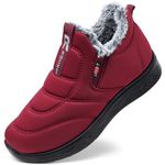 SHIBEVER Womens Winter Snow Boots: Waterproof Insulated Warm Fur Lined Ankle Slip On Walking Comfortable Outdoor Boot, 2751-red, 5