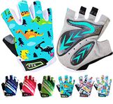 Kids Cycling Gloves Half Finger Gel Padded Non-Slip Breathable, Junior Glove Girls Boys Fingerless Adjustable for Mountain Bike Running Riding Sport Outdoor Biking Skating (Green, Medium)