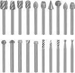 Wood Carving Bits Set for Dremel Rotary Tool, Wood Carving Tools 20Pcs Woodworking Carving Bits with 3mm(1/8? Shank for DIY Wood Carving, Engraving, Drilling, Grooving