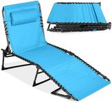 Best Choice Products Patio Chaise Lounge Chair, Portable Outdoor Folding Recliner for Lawn, w/ 8 Positions, Handles, 300lb Capacity - Light Blue