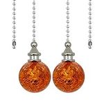 2 Pack Dotlite Crystal Ceiling Fan Pull Chain Accessories, Decorative Fan String Pulls Pendant Extension, 12 Inches Beaded Ball Fan Pull Chains Extender Ornament with Connector for Fan Lamp (Amber)