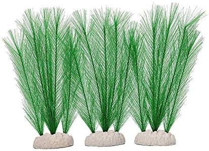 Norgail Aquarium Silk Plant Decorations Fish Tank Artificial Green Water Plants Made of Silk Fabrics Plastic, Safe for All Fish & Pets Small 3Pcs