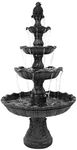 Sunnydaze Grand Courtyard 80-Inch 4-Tiered Outdoor Water Fountain - Electric Submersible Pump - Black