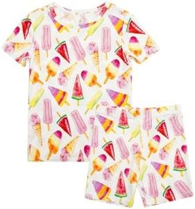 EASWEET Bamboo Viscose Toddler Girls Pajamas Short Set 2-6Y,Ice Cream,4T