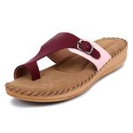 TRASE Women's Flip-Flops & Slippers | Doctor Ortho Comfort with Style for Women & Girls - Light weight, Soft & Stylish Footwear | Suitable for Knee, Diabetic & Orthopedic Pains-Beige & Maoon, 7 UK