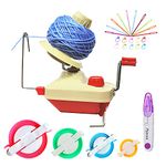 Yarn Ball Winder, Hands Operated Swift Yarn Fiber String Ball Wool Winder Machines for Family+4Pompom Maker+10PS Knitting Stitch Markers+10PS Plastic Needles+1PS Scissors(26b)