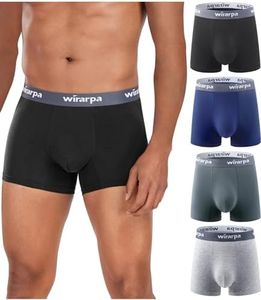 wirarpa Men's Underwear Micro Modal Trunks Soft Microfiber Boxer Briefs 4 Pack, Black/Deep Grey/Grey/Deep Blue, Medium