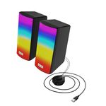 Ant Esports GS510 Multimedia 2.0 Channel USB Powered Bluetooth RGB Gaming Speakers with Control pod for Volume, RGB and Memory Card Slot -Perfect Computer Speakers for Desktop, PC, Laptop,Mobile-Black