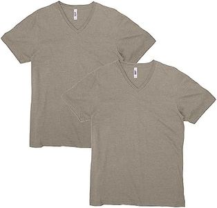 American Apparel Unisex CVC V-Neck T-Shirt, Style G2006CVC, 2-Pack, Heather Khaki (2-Pack), Small