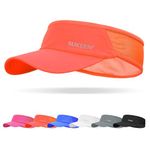 Sukeen Sun Visor Hat,UPF 50+ UV Sun Protective Sun Visors for Women,Running Hat Golf Hat for Men,Cooling Elastic Visor with Perspiration Breathable Sweatband,Sport Visor Cap for Tennis Cycling Orange