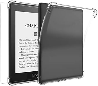 Aircawin for 6.8'' Kindle Paperwhite Case Clear with Tempered Glass Screen Protector,Clear Case for Kindle Paperwhite 11th Generation 2021&Kindle Paperwhite Signature Edition Soft TPU Back Cover-Clear