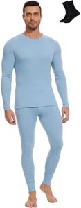 MERINNOVATION Merino Wool Base Layer Set for Men 100% Merino Wool Thermal Underwear Long Sleeve and Bottom Blue 250 XL