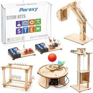 Poraxy 5 Set STEM Science Kits for Kids Age 8-12, Wooden Building STEM Projects, 3D Puzzles, Experiment Crafts Model, Toys for Ages 8-13, Gifts for Boys and Girls 6 7 8 9 10 11 12 13 Years Old