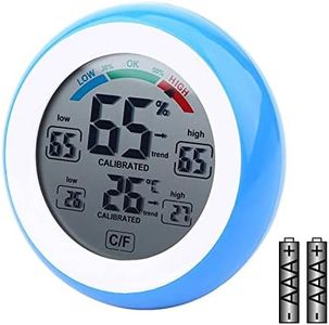 amiciSense Digital Weather Station, Thermometer Hygrometer for Indoor Temperature and Humidity Monitoring with Touch Display and 2xAAA Battery
