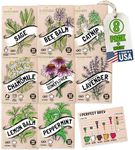Medicinal Herb Seeds for Planting 8-Pack – 100% Non GMO – Includes Catnip, Chamomile, Lavender, Mint, Lemon Balm, Bee Balm, Sage, Echinacea Seeds – Herbal Tea Seeds for Planting in Your Herb Garden