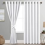 DWCN Greyish White Blackout Curtains with Tiebacks for Bedroom Thermal Insulated Solid Eyelet Curtains for Living Room,2 Panels,90" Wide x 90" Drop