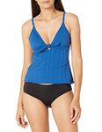 Kenneth Cole Reaction Women's Tie Front Keyhole Halter Tankini Swimsuit Top, Marine//Flower Child, Small