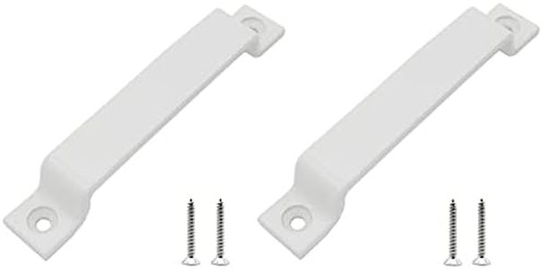 TTZEZE 2 PCS Barn Door Handle, Heavy Duty Sliding Door Carbon Steel Handle Pull, 6 Inch Gate Handle Set Door Pull, Pull Handle for Gate Cabinet Closet Drawer Garage Shed with Mounting Screws (White)