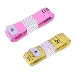 Bureaucrat Measuring Tape - Body Measurement Inch Tape - 60 Inches/150 CMs - Double Side Rulers, Fiberglass, Flexible, Portable,Sewing, Dress Making Tailor's Tape…… (Pack of 2-Pink, Yellow)