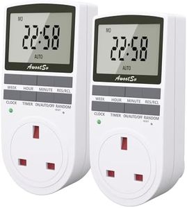 Awootsv Digital Security Timer Plug Socket Programmable Switch Timer with LCD Display 10 On-Off Repeat Cycle 24 Hours/Weekly Indoor Programs Plug for Lights and Home Appliances (2 Pack)