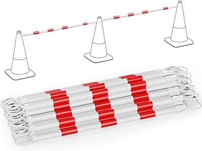 RoadHero 20 Pack 4 FT to 6.9 FT Retractable Cone Bar, Expandable Traffic Cone Bars for Parking Lots, Extendable Barricade for Road Construction, White and Red, Cone Not Included