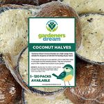 GardenersDream Suet Filled Coconut Halves | Premium Wild Bird Food | Protein-Rich, High Energy Feed | Sunflower Seeds and Cereal Oat | Healthy Development for Birds | Year-Round Feeding (20 Pack)