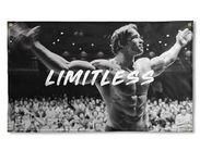 Limitless Flag Banner Arnold Schwarzenegger 3x5 Feet Gym Motivation Funny Fitness Poster Durable Cool Tapestry Man Cave Wall Decor with Metal Grommets for College Dorm Room Decoration,Home,House