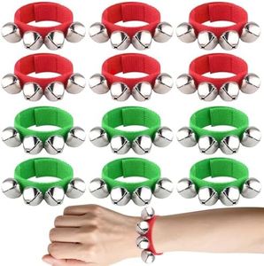 12 Pcs Christmas Jingle Bells Wrist Band Bells, PLULON Percussion Instruments Christmas Band Ankle Jingle Bells Musical Rhythm Toys Winter Party Decoration Favors