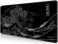 IMAYONDIA Japanese Great Wave Large Mouse Pad (35.4x15.7 in), Black Gaming Mouse Pad Anime XXL, Extended Kanagawa Mouse Mat Desk Pad, Non-Slip Rubber Base Long Computer Mice Pad