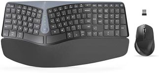 Ergonomic Wireless Keyboard and Mouse, MK835 Ergo Bluetooth/2.4G Split Design Keyboard Mouse Combo with Cushioned Palm Rest, Multi-Device, Wave Keys, Rechargeable, for Windows/Mac/Android(Dark Gray)