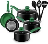 Chef's Star Pots And Pans Set Kitchen Cookware Sets Nonstick Aluminum Cooking Essentials 11 Pieces Green