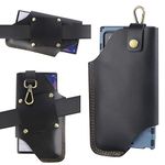 Ranboo Genuine Leather Cell Phone Holster Fit for iPhone 15 Pro Max 14 Pro Max 13 Pro Max 12 Pro Max Samsung Galaxy A15 A25 S24 Ultra S23 Ultra Belt Pouch Phone Holder Case with Belt Clip Loop (Black)